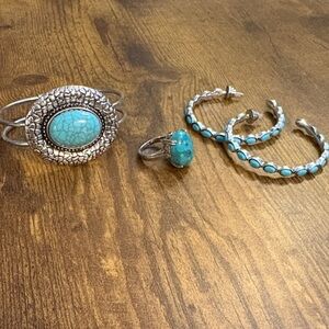 Silver-Tone Turquoise Jewelry Bundle